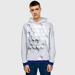 Толстовка-худи мужская Серый соты, цвет: 3D-синий — фото 2