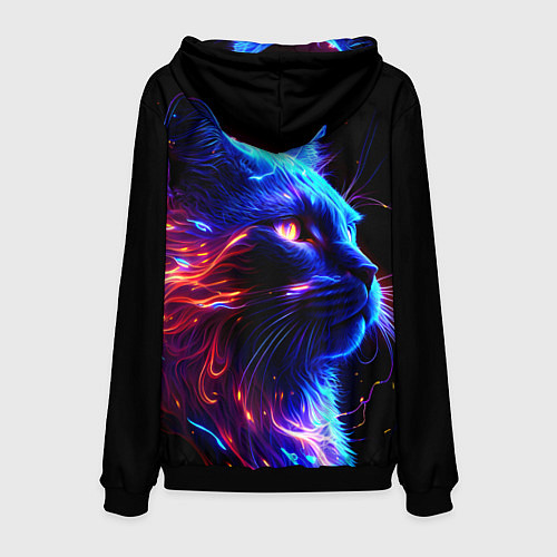 Мужская толстовка Неоновый котёнок / 3D-Черный – фото 2