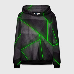 Толстовка-худи мужская Stripes Abstract green, цвет: 3D-черный