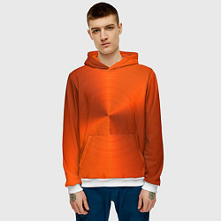 Толстовка-худи мужская Оранжевый волнообразный дисковый узор, цвет: 3D-белый — фото 2
