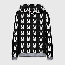 Толстовка-худи мужская Bunny pattern black, цвет: 3D-меланж