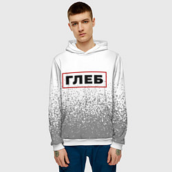 Толстовка-худи мужская Глеб - в красной рамке на светлом, цвет: 3D-белый — фото 2