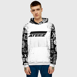Толстовка-худи мужская Ateez black and white, цвет: 3D-белый — фото 2