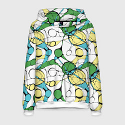 Толстовка-худи мужская Цветной нейрографический узор, цвет: 3D-белый