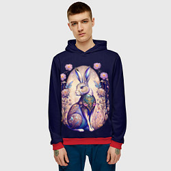 Толстовка-худи мужская Мистический заяц, цвет: 3D-красный — фото 2