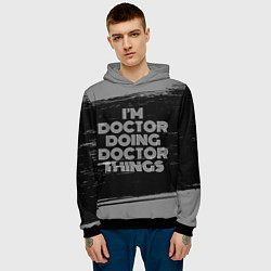 Толстовка-худи мужская Im doctor doing doctor things: на темном, цвет: 3D-черный — фото 2