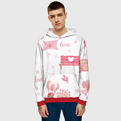 Толстовка-худи мужская Нежная любовь, цвет: 3D-красный — фото 2