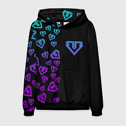 Толстовка-худи мужская Big bang half neon pattern, цвет: 3D-черный