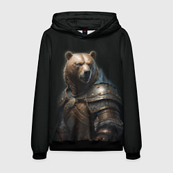 Толстовка-худи мужская Медведь в доспехах, цвет: 3D-черный