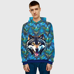 Толстовка-худи мужская Волк из джунглей, цвет: 3D-синий — фото 2