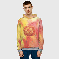 Толстовка-худи мужская Мандала силы, красная, огонь, цвет: 3D-меланж — фото 2