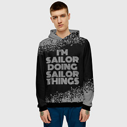 Толстовка-худи мужская I am sailor doing sailor things, цвет: 3D-черный — фото 2