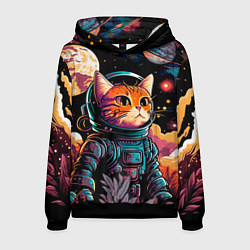 Толстовка-худи мужская Милый котик из космоса, цвет: 3D-черный