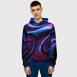 Толстовка-худи мужская Разводы красок и бензина неоновый, цвет: 3D-синий — фото 2