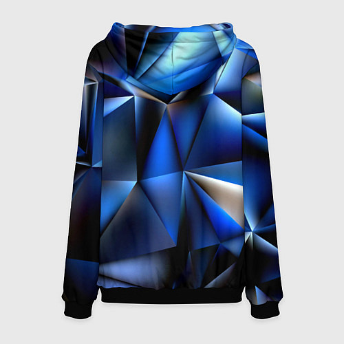 Мужская толстовка Polygon blue abstract / 3D-Черный – фото 2