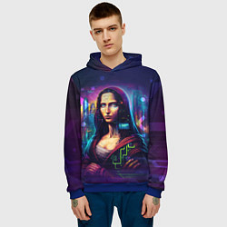 Толстовка-худи мужская Cyberpunk Mona Lisa, цвет: 3D-синий — фото 2