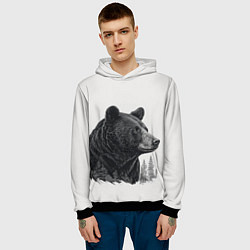 Толстовка-худи мужская Нарисованный медведь, цвет: 3D-черный — фото 2