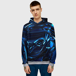 Толстовка-худи мужская Фрактальный узор волны, цвет: 3D-меланж — фото 2