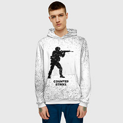 Толстовка-худи мужская Counter Strike с потертостями на светлом фоне, цвет: 3D-белый — фото 2