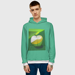 Толстовка-худи мужская Зеленое яблоко на мятном фоне, цвет: 3D-белый — фото 2