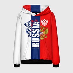 Толстовка-худи мужская Russia national team: white blue red, цвет: 3D-черный