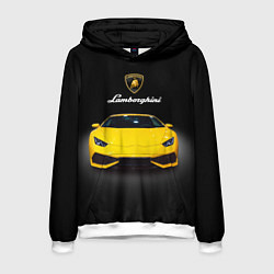Толстовка-худи мужская Итальянский спорткар Lamborghini Aventador, цвет: 3D-белый