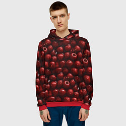 Толстовка-худи мужская Сочная текстура из вишни, цвет: 3D-красный — фото 2