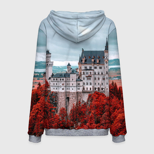 Мужская толстовка Замок в горах и красный лес / 3D-Меланж – фото 2