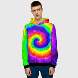 Толстовка-худи мужская Тай-дай, цвет: 3D-черный — фото 2