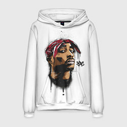 Толстовка-худи мужская 2Pac - Тупак Шакур, цвет: 3D-белый