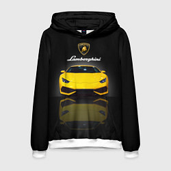 Толстовка-худи мужская Итальянский суперкар Lamborghini Aventador, цвет: 3D-белый