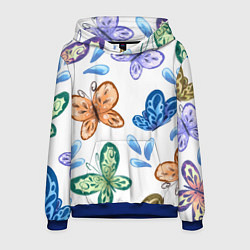 Толстовка-худи мужская Стая водных бабочек, цвет: 3D-синий