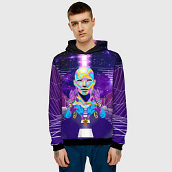 Толстовка-худи мужская Goddess with two Beerus - vaporwave, цвет: 3D-черный — фото 2