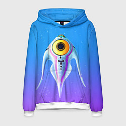 Толстовка-худи мужская Subnautica инопланетная рыба, цвет: 3D-белый