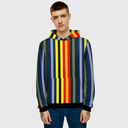 Толстовка-худи мужская Полосы школа чародейства и волшебства, цвет: 3D-черный — фото 2