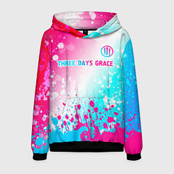 Толстовка-худи мужская Three Days Grace neon gradient style: символ сверх, цвет: 3D-черный