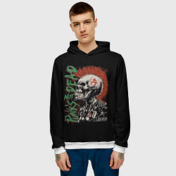 Толстовка-худи мужская Punks not dead, цвет: 3D-белый — фото 2