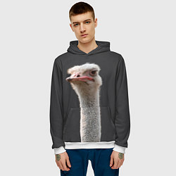 Толстовка-худи мужская Голова страуса, цвет: 3D-белый — фото 2