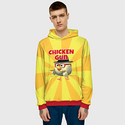 Толстовка-худи мужская Chicken Gun с пистолетами, цвет: 3D-красный — фото 2