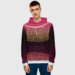 Толстовка-худи мужская Пылающий орнамент, цвет: 3D-белый — фото 2