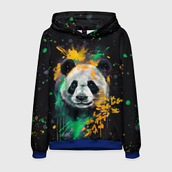 Толстовка-худи мужская Панда в желтом и зеленом - нейронная сеть, цвет: 3D-синий