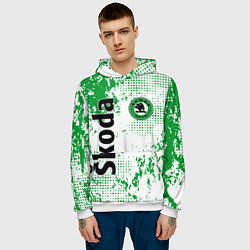 Толстовка-худи мужская Skoda auto logo, цвет: 3D-белый — фото 2