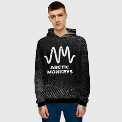 Толстовка-худи мужская Arctic Monkeys с потертостями на темном фоне, цвет: 3D-черный — фото 2