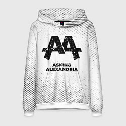 Толстовка-худи мужская Asking Alexandria с потертостями на светлом фоне, цвет: 3D-белый