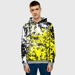 Толстовка-худи мужская Белая и жёлтая краска, цвет: 3D-меланж — фото 2