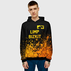 Толстовка-худи мужская Limp Bizkit - gold gradient: символ сверху, цвет: 3D-черный — фото 2