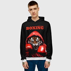 Толстовка-худи мужская Boxing tiger, цвет: 3D-белый — фото 2