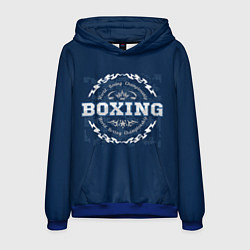 Толстовка-худи мужская Boxing - надпись, цвет: 3D-синий