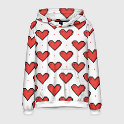Толстовка-худи мужская Pixel heart, цвет: 3D-белый