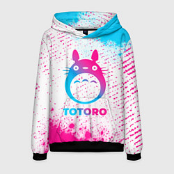 Толстовка-худи мужская Totoro neon gradient style, цвет: 3D-черный